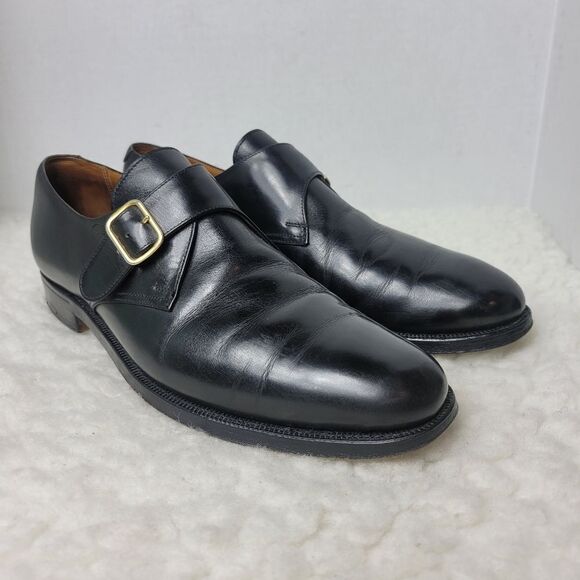 Peal & Co for Brooks Brothers Mens 10 D black Single Monk Strap Shoes - Picture 1 of 13